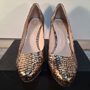 Women's Vince Camuto Kain Pointed Toe Mid Heel Pumps, Size 8  Golden